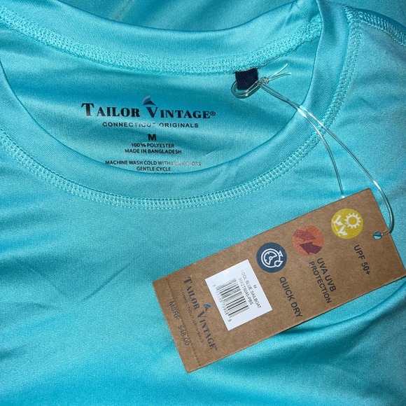 Tailor Vintage Quick Dry Pool Blue Activewear Shirt NEW Med - Picture 2 of 5